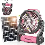 Art In Real 10400mAh Solar Fan, Camping Fan with 7W Panel/LED Lantern, Rechargeable Battery Operated Solar Powered for Outdoor & Indoor - Travel, Picnic, Barbecue, Fishing
