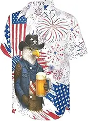 [HUGLAZY] Magic Mushrooms Hawaiian Shirt for Men Colorful Rave Big and Tall Short Sleeve Button Down Shirts Funny Party Outfit