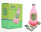 Fallout Nuka Cola Twist Glass Pink Bottle + 10 Bottle Caps Rocket Replica Figure