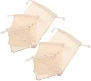 MOBUTOFU 6pcs Reusable Cotton Mesh Bags with Drawstring Fruit and Vegetable Organization Pouches Washable Grocery Storage for Crafts and Items
