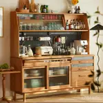 【新品熱銷】北歐實木餐邊櫃 傢用一體靠墻多功能茶水櫃 廚房簡約日式收納置物櫃