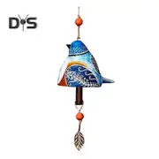 Bird Song Bell Hanging Decoration Spring Resin Bird Wind Chime Outdoor Garden Courtyard Colorful Bird Ornament Pendant Christmas Birthday Gift blue