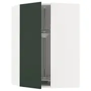 METOD corner wall cabinet with carousel, white/Havstorp deep green, 68x37x100 cm