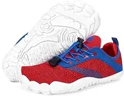 [BibYuga] Barefoot Shoes Children's Barefoot Shoes Girls Boys Quick Drying Bathing Shoes Breathable Trail Running Shoes Lightweight Soft Sports Shoes Non-Slip Hiking Shoes, K1 Red, 35 EU
