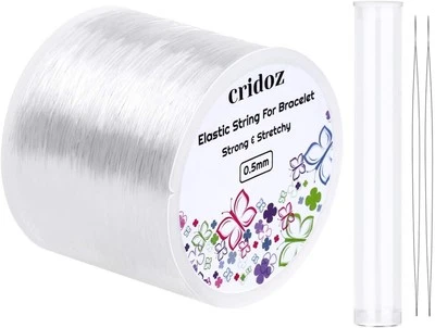 Stretchy String for Bracelets,Cridoz 0.5mm Clear Elastic String Stretch Cord B..