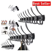 Heavy Duty 30 Inch Wall Mounted Coat Rack with 8 Tri Hooks for Efficient Storage