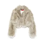 [Thelatest] Thelatest Cropped Faux-fur Jacket S NEUTRALS