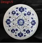 12 Inches Round Marble Coffee Table Top Border Design Inlay Work Side Table