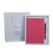 Simple Exquisite Craft Private Custom Leather Cover Business Notebook Boxed Gift Office Stationery(Pink)