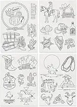 27Pcs Water Soluble Embroidery Patterns Hand Sewing Stabilizer Embroidery Stickers Cowboy Theme Water Soluble Stabilizer for Clothing Repair 4 Sheets