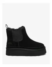 [UGG Australian Shepherd] Chelsie Cow Leather Platform Boots in Black