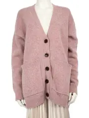 Pink Sahar Wool Knit Cardigan