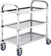 Kitchen Cart Thicken Rolling Cart 3 Layer Bar Cart Serving Trolley Stainless Steel Serving Cart Durable and Strong Bearing Capacity Drink Cart