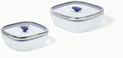 Anyday Microwave Cookware Set 2-Piece, Glass, Microwave Safe, Steamer & Rice Cooker, Silicone & Stainless Steel, Blueberry