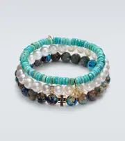 [Sydney Evan] Sydney Evan Set of 3 14kt gold bracelets with gemstones One Size multicoloured