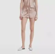 $175 Natori Women's Beige Tie Lined Key Silk Satin Shorts Sleepwear Size XS