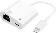 Lightning to Ethernet Adapter, [Apple MFi Certified] 2 in 1 Lightning to RJ45 Ethernet LAN Network Adapter for iPhone/iPad/iPod,Supports 100Mbps Ethernet Network with Charge Port,Plug and Play,All iOS