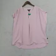NEW Banana Republic Womens XL Light Pink V-Neck Cap sleeve Blouse