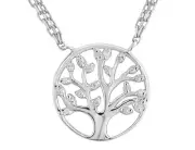 1/5 Carat. White Topaz Tree of Life Pendant in Sterling Silver