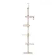 i.Pet Cat Tree Tower Scratching Post Scratcher Floor to Ceiling Cats Bed 230-290cm Beige