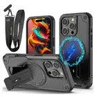 For iPhone 16e 16 Pro Max 15 14 13 12 11 Shockproof Stand Mag Safe Case w/Strap
