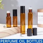 Amber Roller Glass Bottles Steel Roll On Ball for Perfume Essential Oil 5ml 10ml