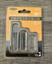 30pc High Speed Steel Micro Bits Set (Right Hand Twist) Model #61526 NEW
