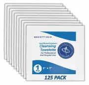 Cleansing Towelettes Antiseptic 5" x 7" Wipes (125 Count) Wet Naps Indiv Wrapped