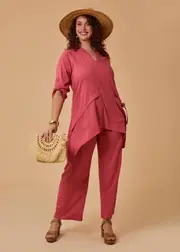 [TS] Taking Shape Button Hem Natural Pant Size 28 in Desert Rose, Viscose - Plus Size Women's Clothing Desert Rose