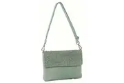 Pierre Cardin Womens Woven Leather Flap Cross-Body Bag/Clutch - Mint Green