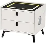 Artiss Smart Bedside Table 2 Drawers Wireless Charging LED Nightstand White BESS