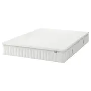VALEVÅG mattress and mattress pad, firm light blue/Nordberget white, Queen