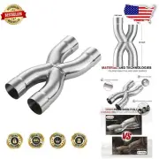 2.25" Polished Stainless Steel Exhaust X Pipe - Universal 12" Length Design