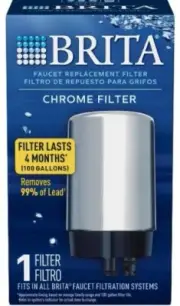 Brita Tap Water Filter, Reduces Lead, BPA Free – Chrome, 1 Count
