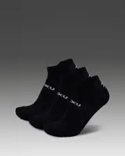 Ankle Socks 3 Pack, 2XU, M, Black/White, Unisex