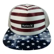 Hurley USA Mens Printed Square Trucker One Size Stars Stripes Snapback Cap Hat