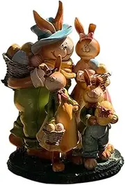 Garden Decor Home Simulation Rabbit Decoration Resin Craft Animal Sculpture Ornaments for a Family of Four Creative Living Room Hotel Decor Ornament Outdoor Decor (Color : A)