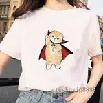 CUTE CAT TEE休閒INS正肩體恤大碼白色寬鬆短袖T恤女夏季可愛小貓寬鬆上衣女顯瘦短版衣服情侶裝圓領親子裝短袖韓