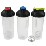 3x Protein Shaker 600ml Supplement Drink Blender Mixer Bottle Steel Ball