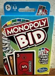 Hasbro Gaming - Monopoly Bid Card Game NEW (110 cards, game guide)