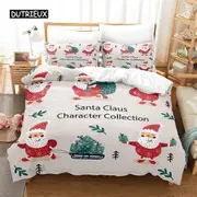 v1941 Bed Sheets Merry Christmas Bedding Set Duvet Cover Set Bedding Digital Printing Bed Linen Queen Size Bedding Set Fashion Design 3-Piece Bedding