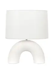 Marley 1 Light Table Lamp in White Gypsum with White Linen Shade