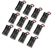 BRIGHTFUFU Battery Case for 2X 1.5v Batteries 12pcs Plastic Battery Pack Wire Connector Easy to Carry for Battery Holder