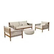 Savin Outdoor Sofa and Myrtle Coffee Table Set - Beige