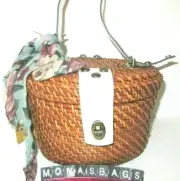 Patricia Nash Natural White Caselle Spring Wicker Satchel Basket Summer Bag NWT