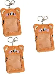 STOBOK Pcs Plush Id Holder Visible Card Protector Compact Card Sleeve Keychain Buckle Fabric Material Holder for Office Student Teacher