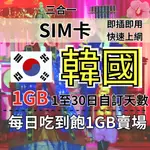 1GB 1至30日自訂天數 吃到飽韓國上網 韓國旅遊上網卡 韓國上網SIM卡 韓國旅遊上網卡 韓國上網 韓國SIM卡