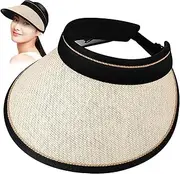 [Holibanna] Wide Brim Sun Visor Hat for Women Foldable Travel Beach Cap with Open Top Design for Maximum Airflow Sweat Absorbent Band Sunshade for Hot Summer Days