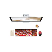 Colorful Round Key Computer Wireless Keyboard And Mouse Combo-Red