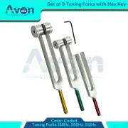 Non-Magnetic Tuning Forks with Weights 128Hz + 256Hz & 512Hz - with Hex Key -3PK